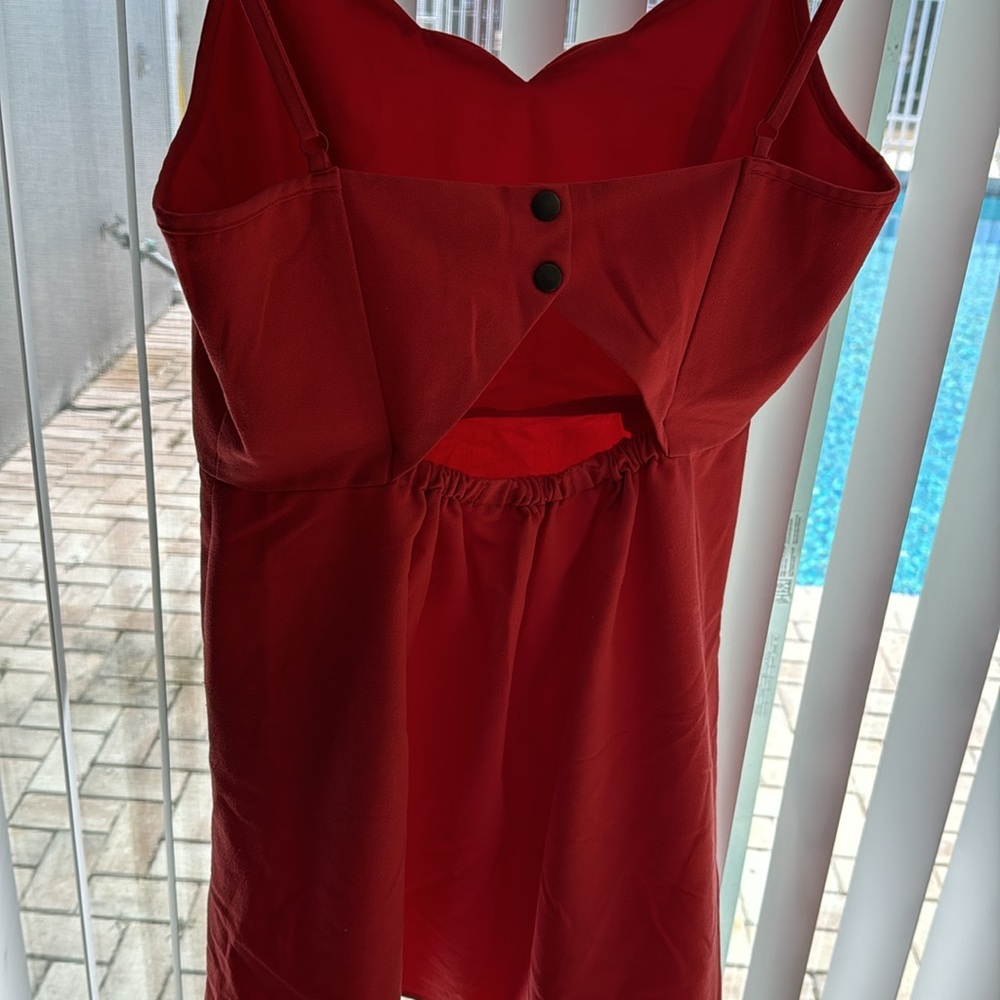 Market & spruce poppy red/orange dress Sz L - Picture 6 of 7